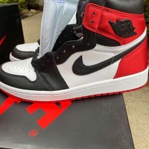 Nike WMNS Air Jordan 1 High OG Satin Black Toe Black Red CD0461-016 Women's 10.